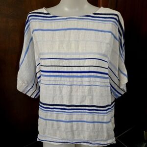Chico's short sleeved top, blue and white